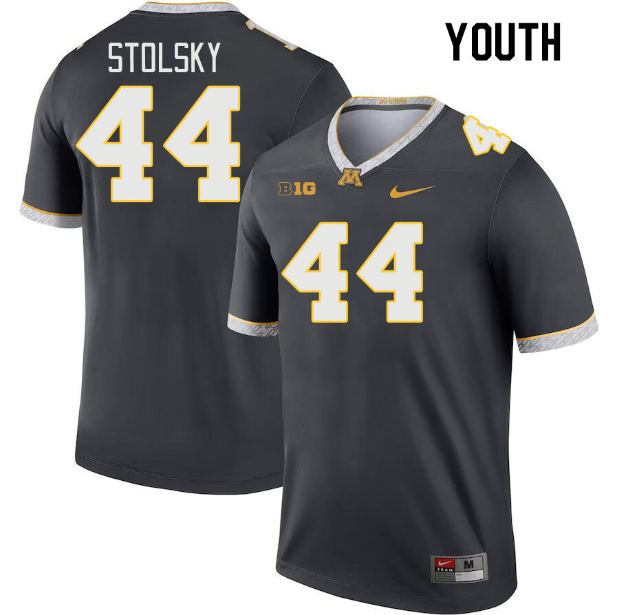 Youth #44 Tyler Stolsky Minnesota Golden Gophers College Football Jerseys Stitched-Charcoal - Click Image to Close